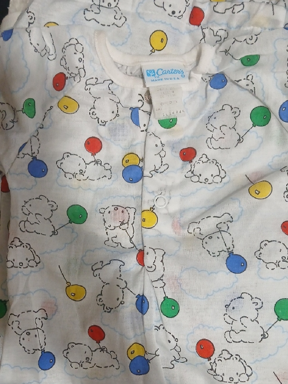 Carter's White Pajama Set with Red, Yellow, Green, and Blue Balloons